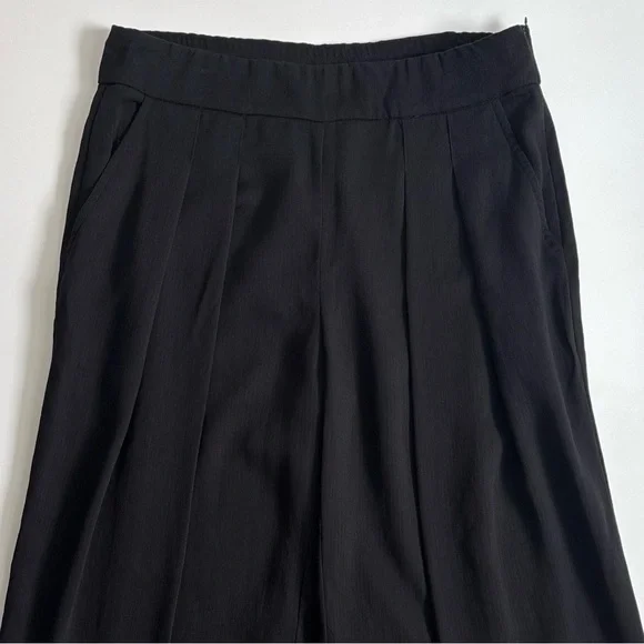 Eileen Fisher Tencel Corded Wide Leg Pleated Pants Size XS Color Black